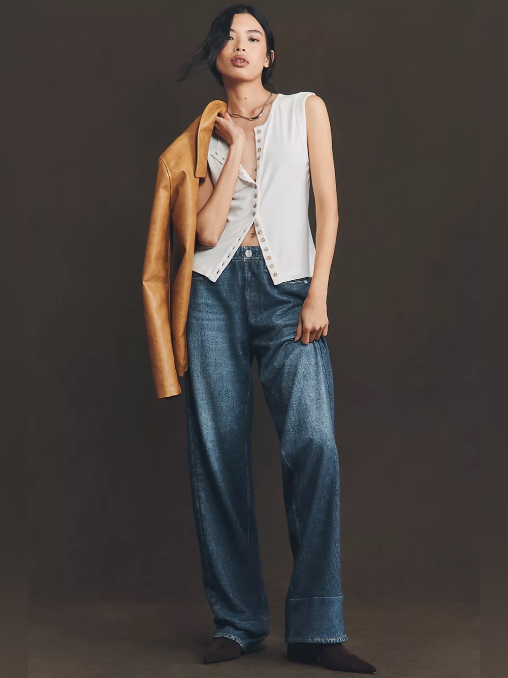 rag & bone Miramar Knit High-Rise Wide-Leg Jeans in PETRA Size SMALL